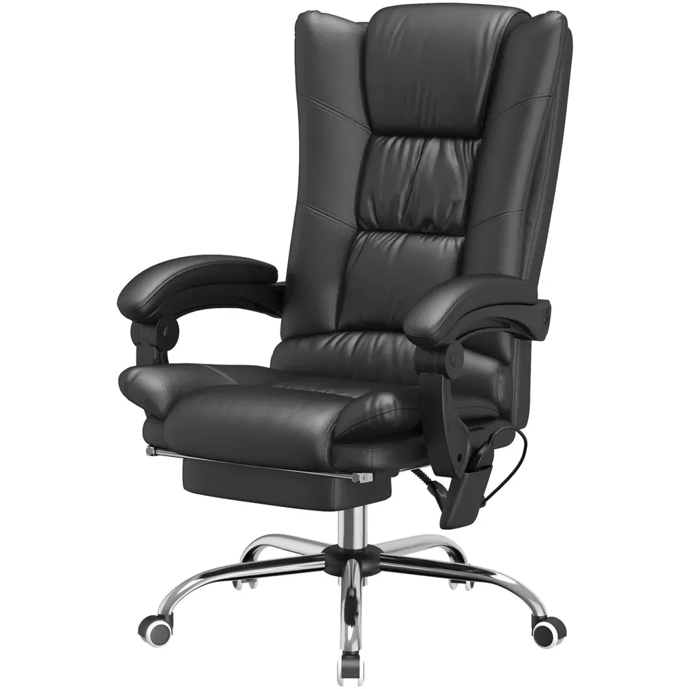 Vibration Massage Office Chair with Heat - Black, PU Leather
