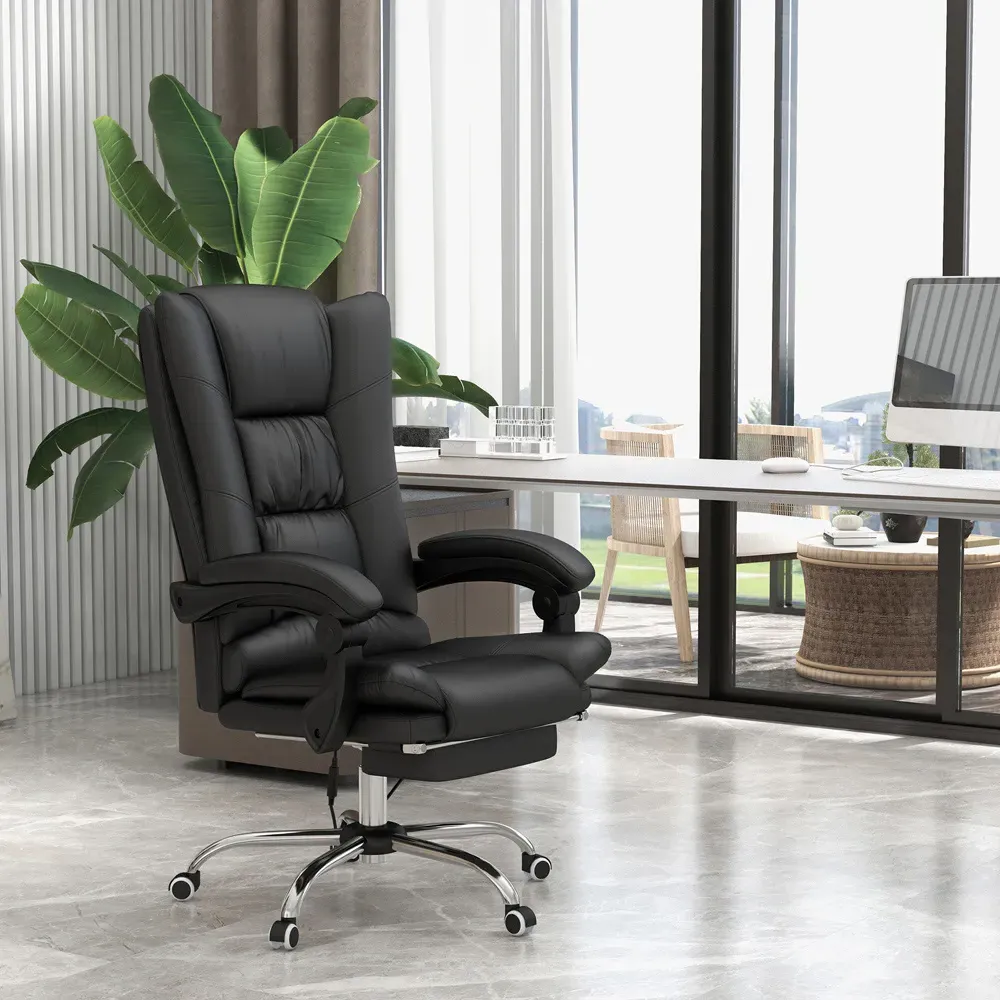 Vibration Massage Office Chair with Heat - Black, PU Leather