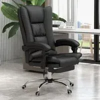 Vibration Massage Office Chair with Heat - Black, PU Leather