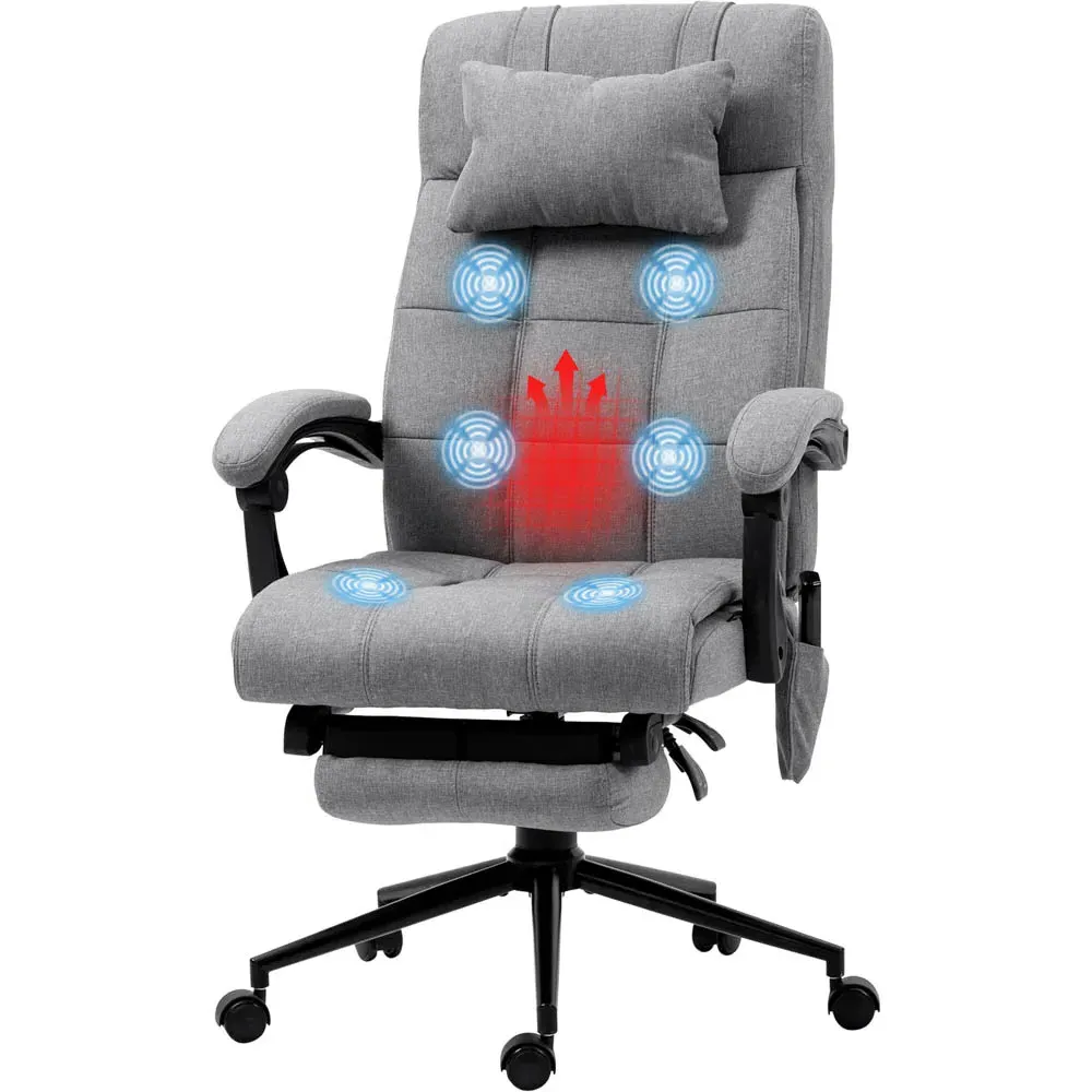 Vibration Massage Office Chair with Heat - Grey, Linen