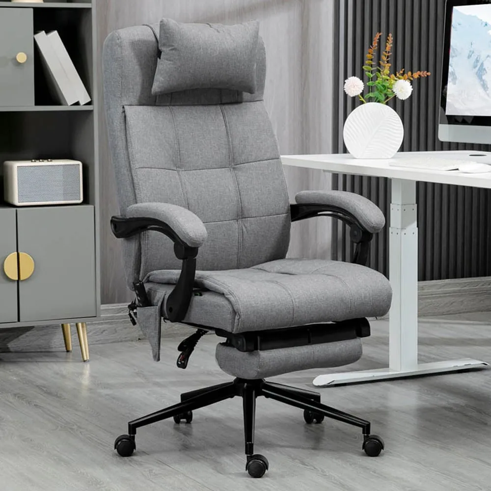 Vibration Massage Office Chair with Heat - Grey, Linen