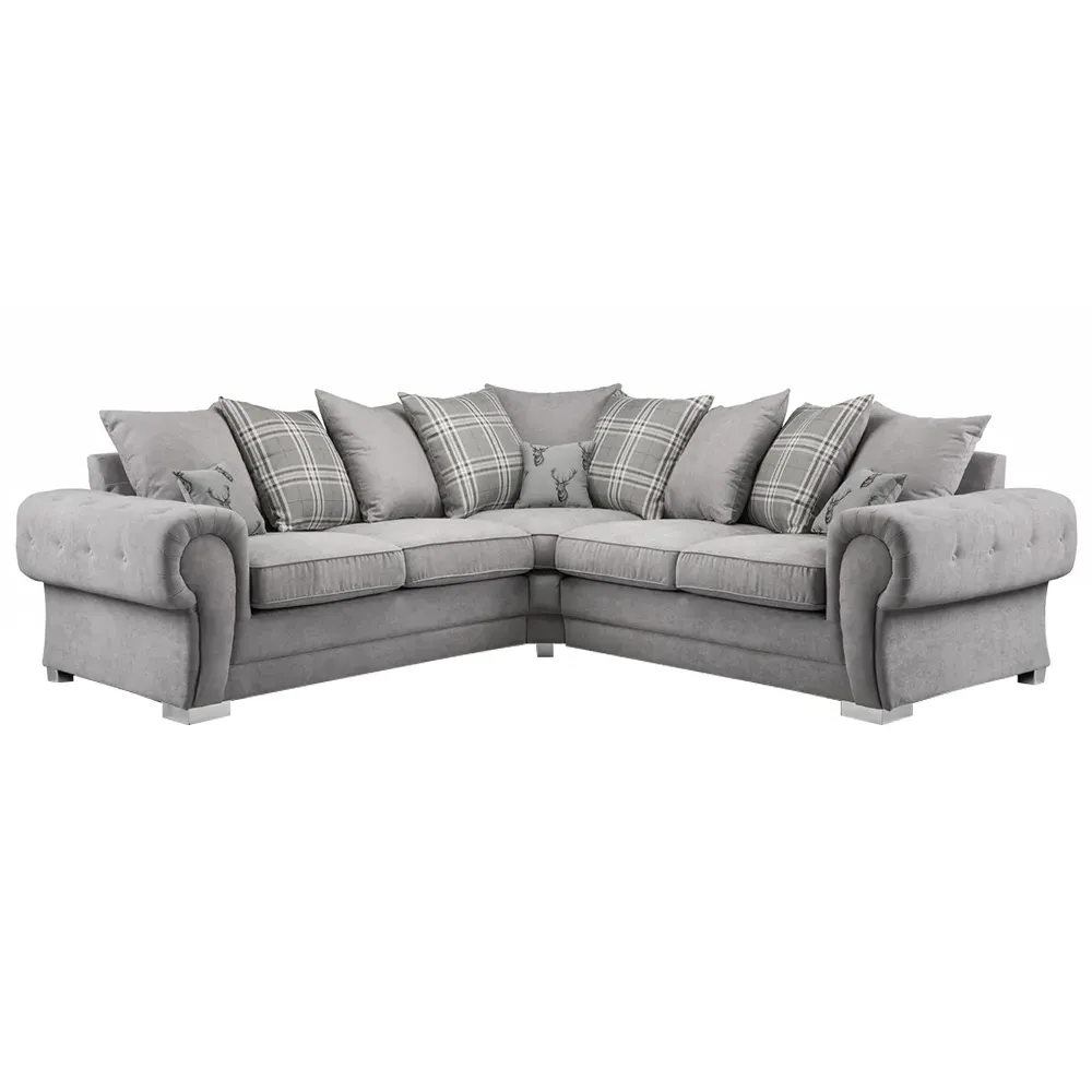 Victis 5-Seater Scatterback Corner Sofa - Grey