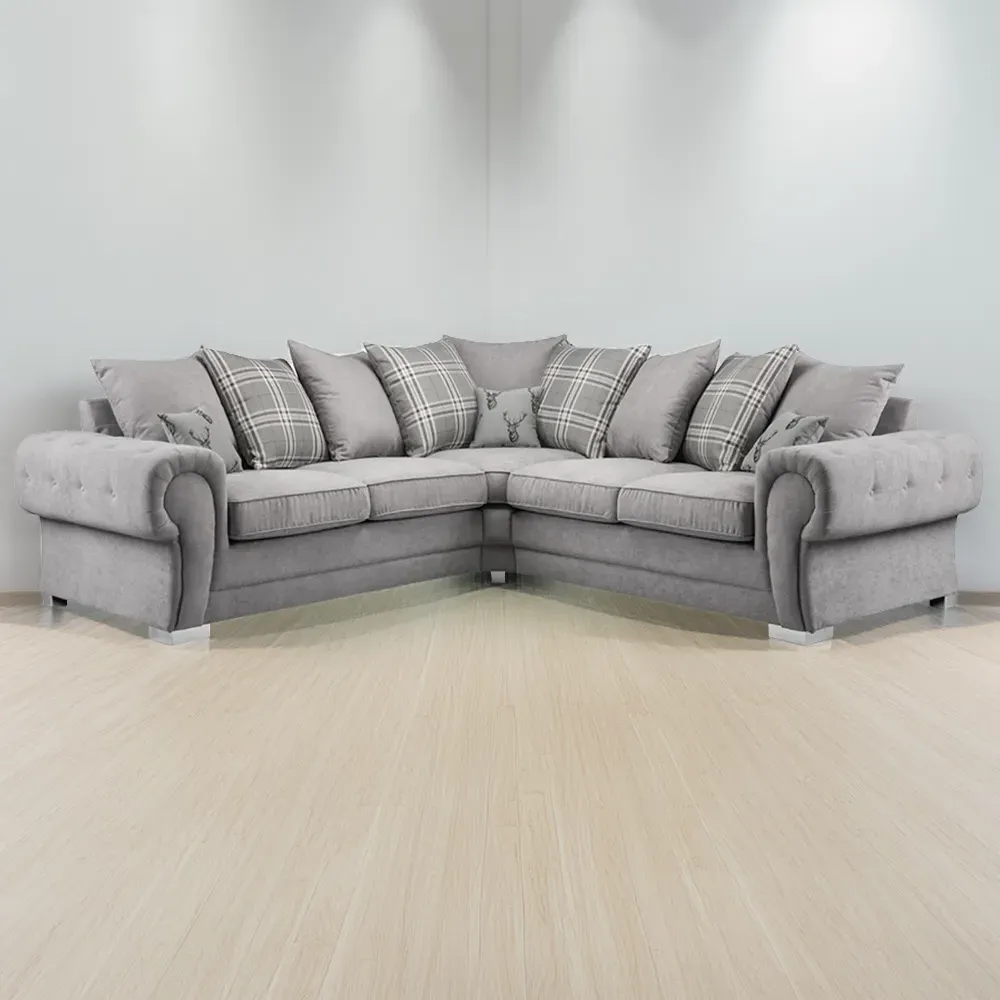 Victis 5-Seater Scatterback Corner Sofa - Grey