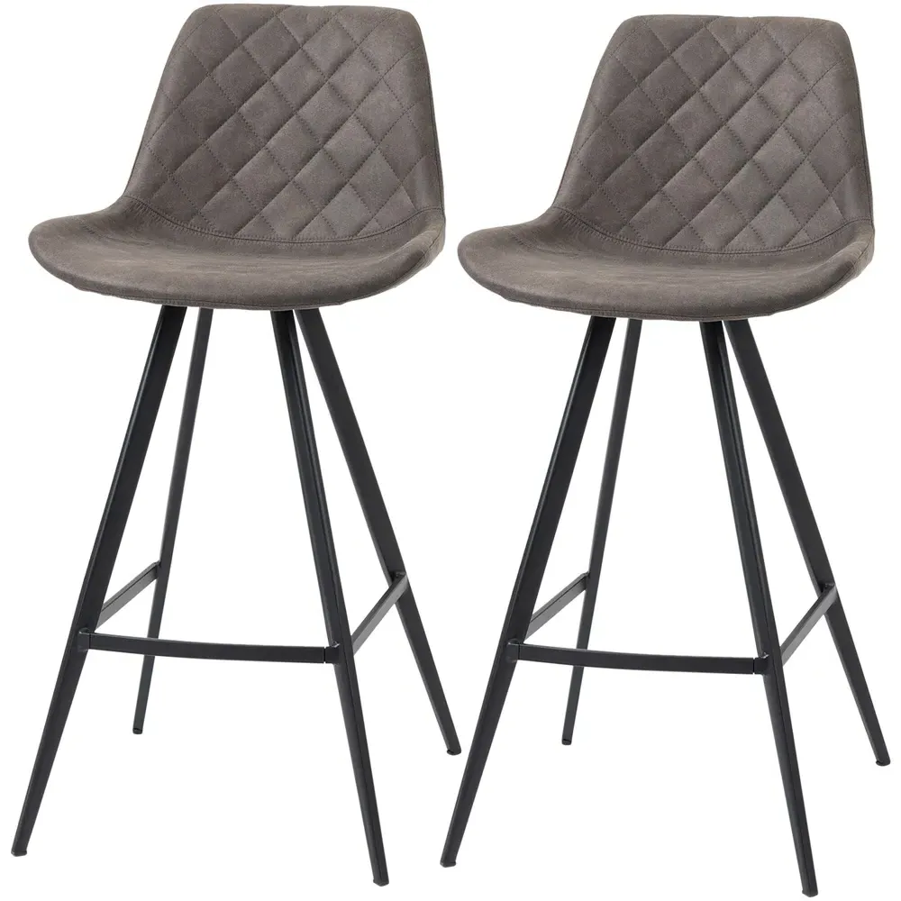 Vintage Bar Stool Set of 2 - Dark Grey