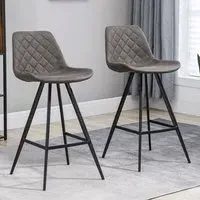 Vintage Bar Stool Set of 2 - Dark Grey