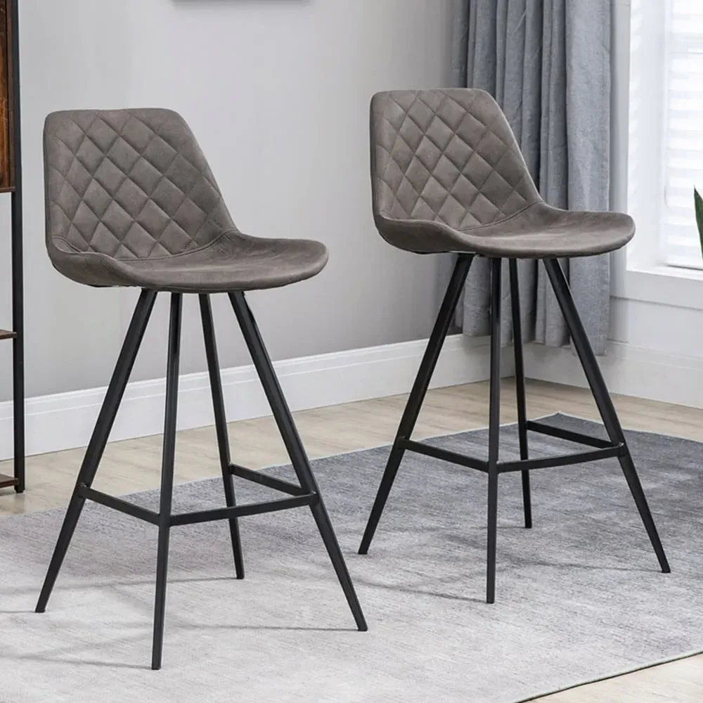 Vintage Bar Stool Set of 2 - Dark Grey