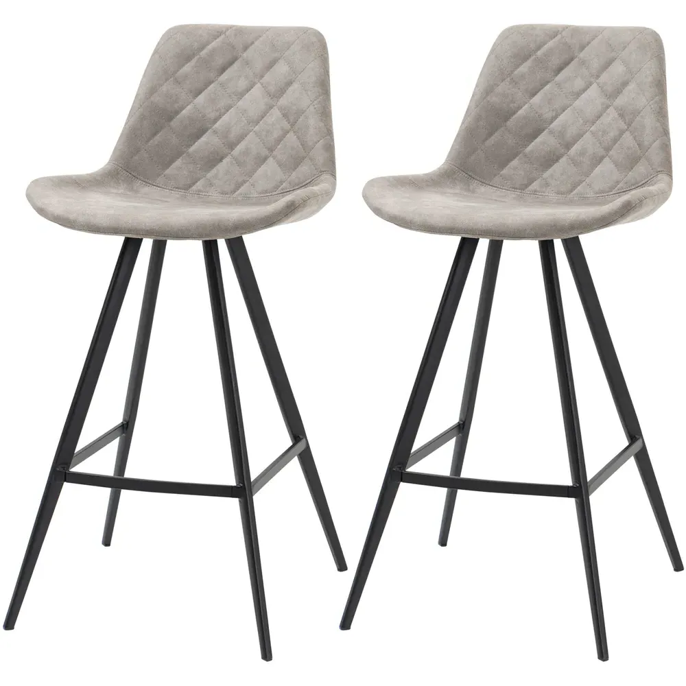 Vintage Bar Stool Set of 2 - Grey