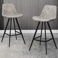 Vintage Bar Stool Set of 2 - Grey
