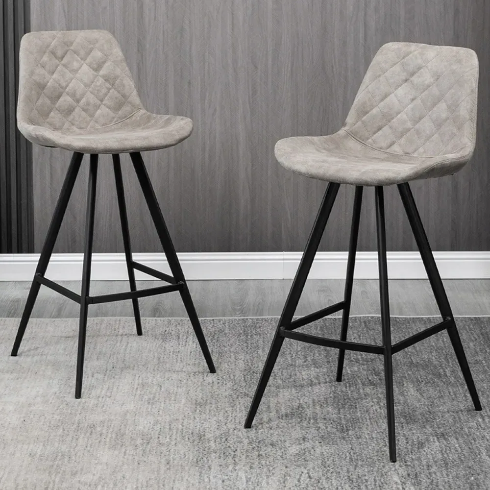 Vintage Bar Stool Set of 2 - Grey
