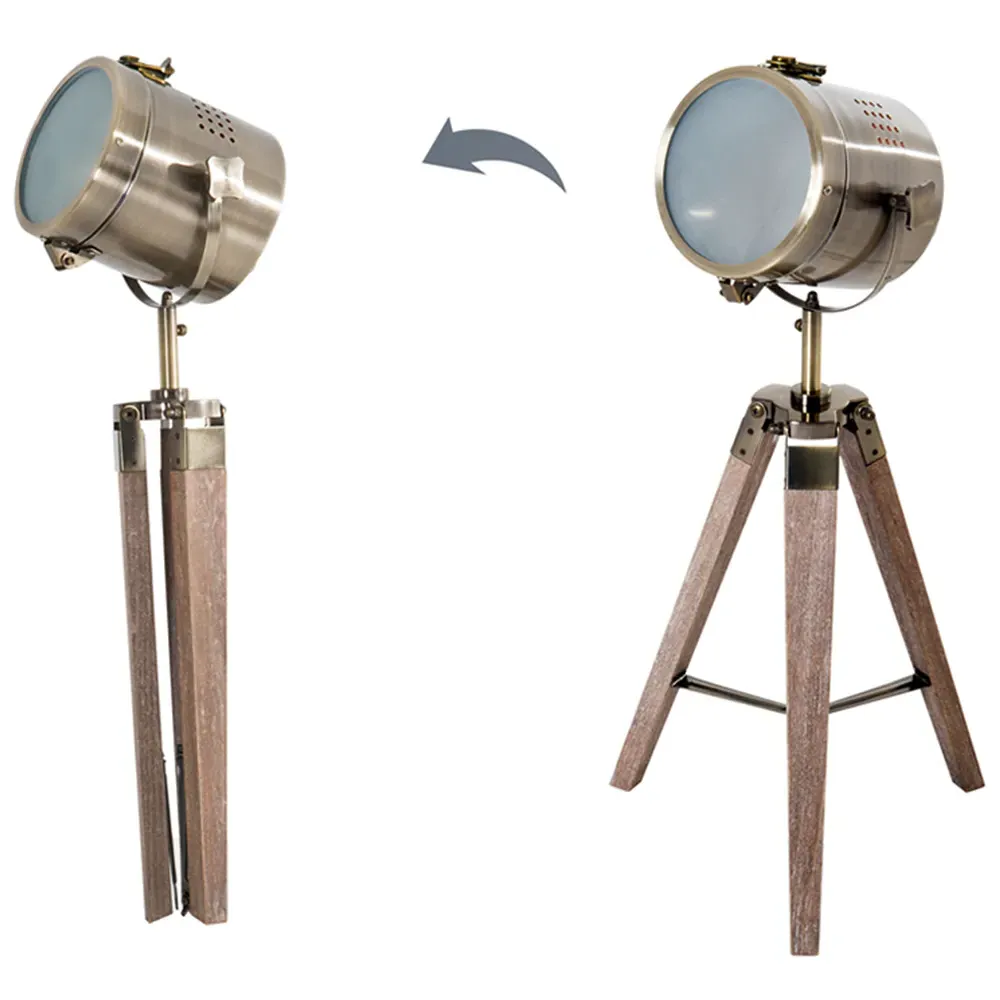 Vintage Tripod Table Desk Lamp - Wood, Pine