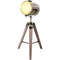Vintage Tripod Table Desk Lamp - Wood, Pine