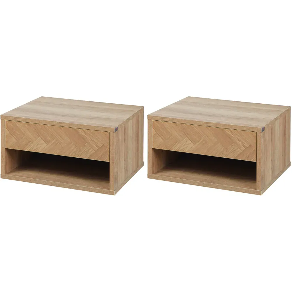 Wall Mounted Bedside Table Set of 2 - Brown