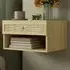 Wall Mounted Bedside Table Set of 2 with Storage - Brown, Rattan