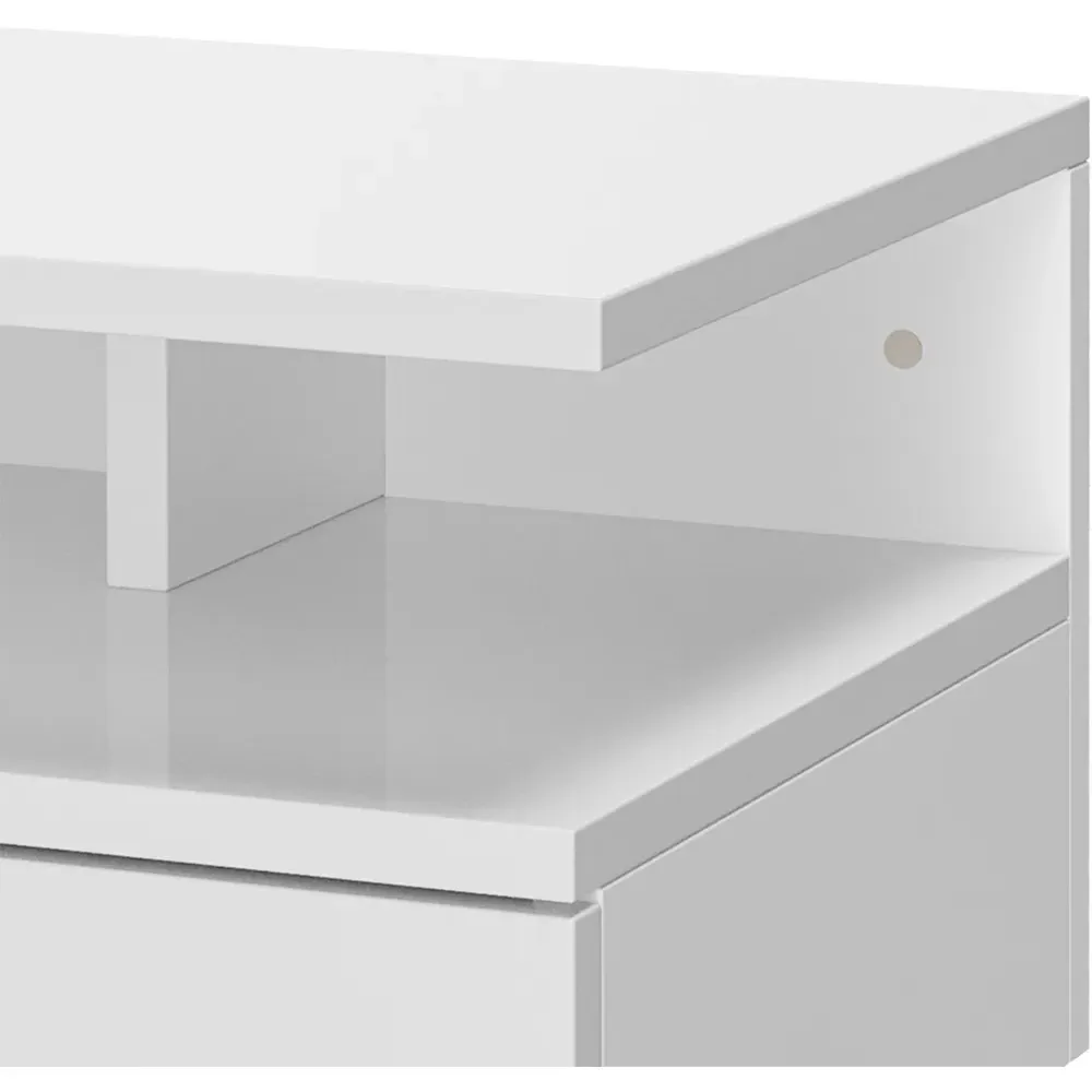 Wall Mounted Bedside Table Set of 3 with Storage - White