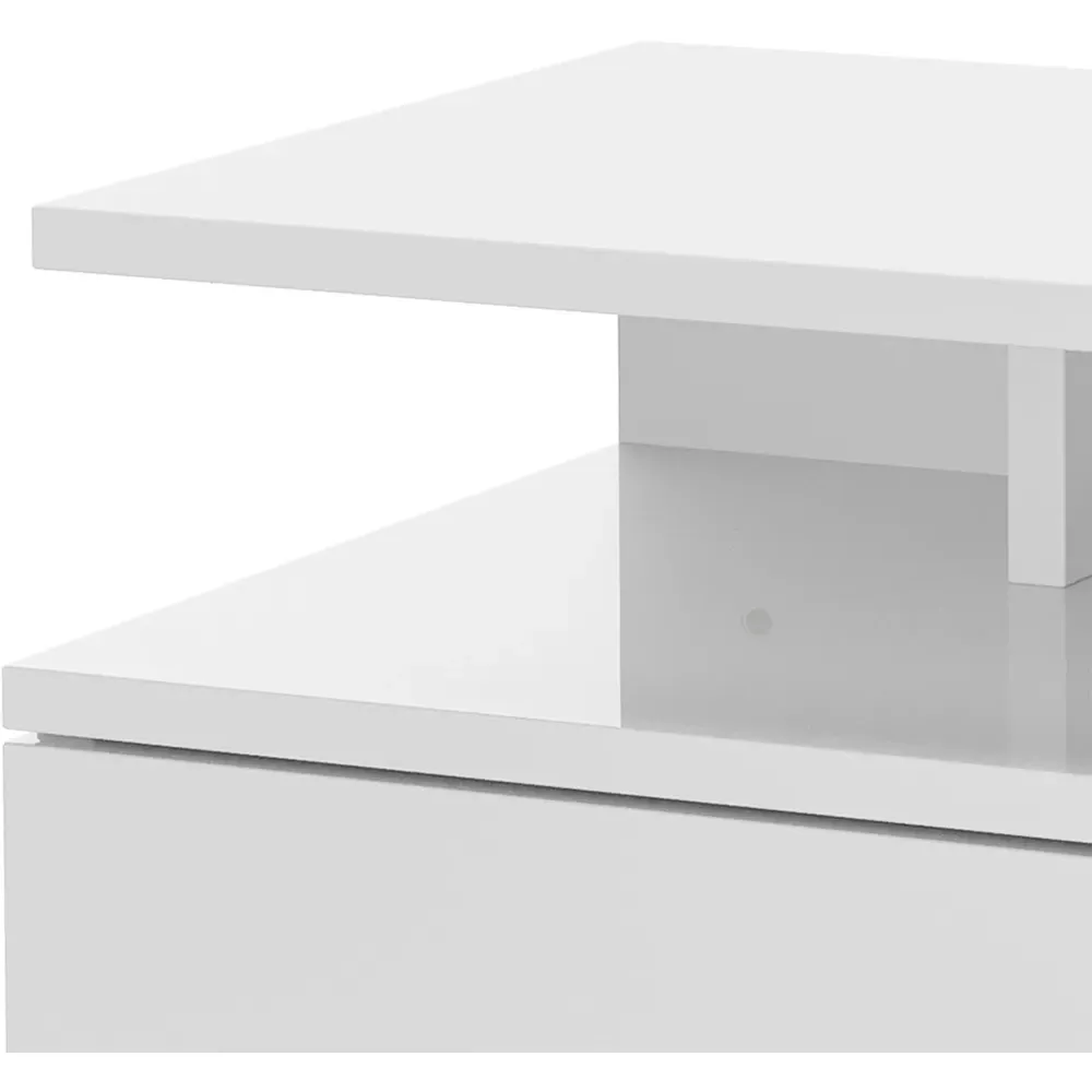 Wall Mounted Bedside Table Set of 3 with Storage - White