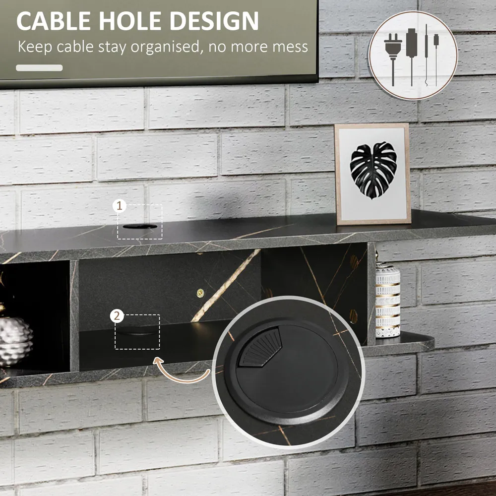 Wall Mounted Floating TV Unit - Black