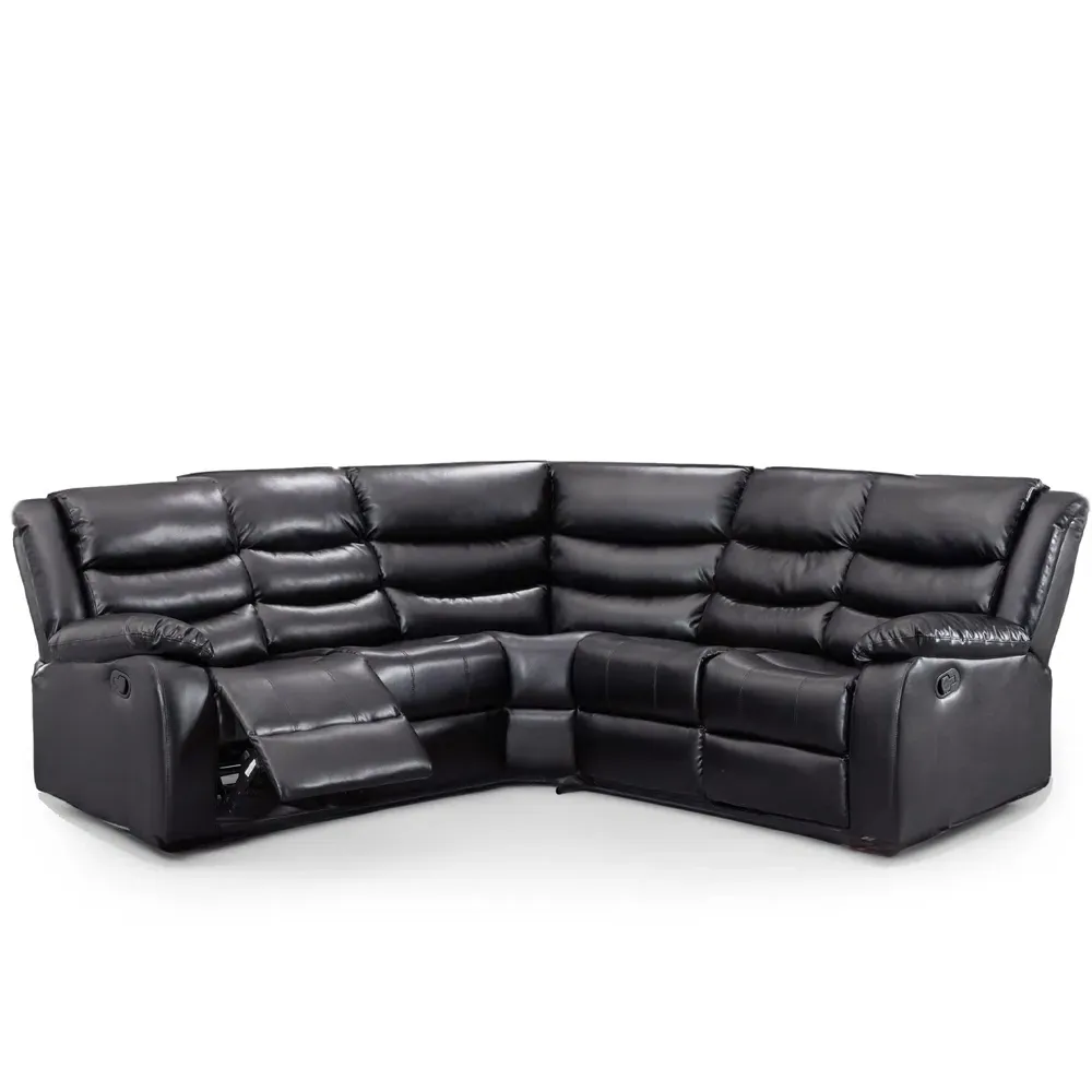 Washington 5-Seater L-Shaped Recliner Sofa with Drink Tray - Black