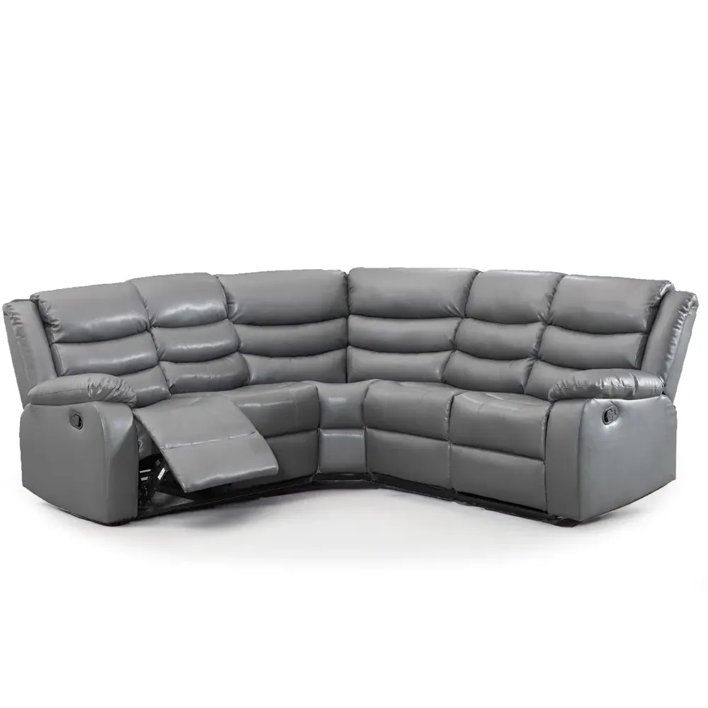 Washington 5-Seater L-Shaped Recliner Sofa with Drink Tray - Grey