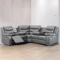 Washington 5-Seater L-Shaped Recliner Sofa with Drink Tray - Grey