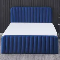 Wave Double Ottoman Bed with Storage - Blue, Velvet