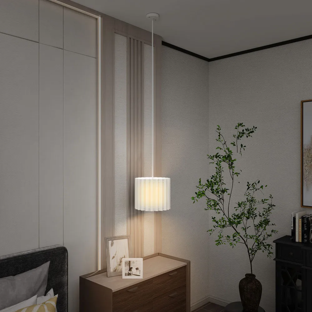 Wave Linen Textured Shade Ceiling Lamp - White