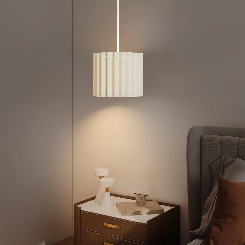 Wave Linen Textured Shade Ceiling Lamp - White