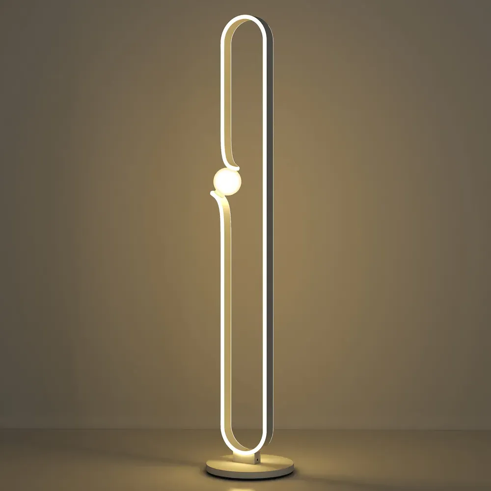 White Dimmable LED Floor Lamp with Night Light - White