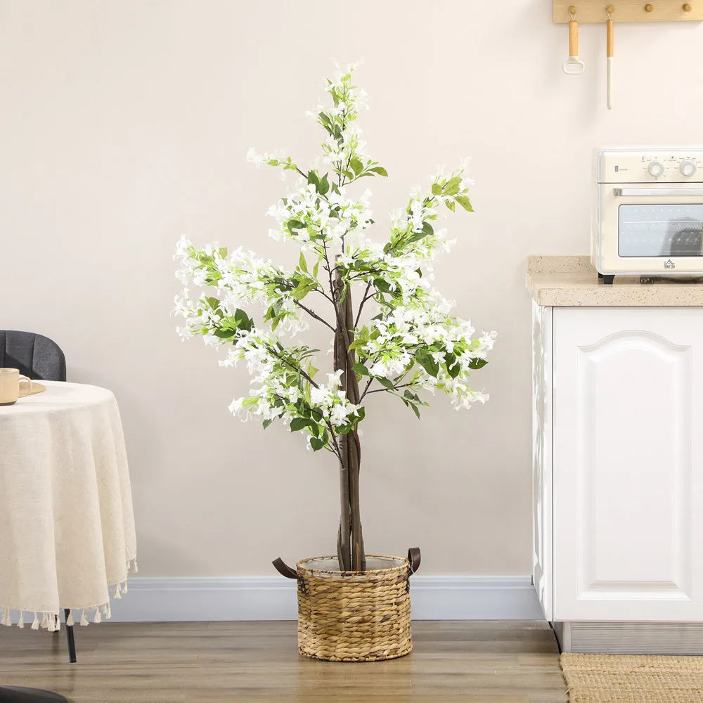 White Flower Honeysuckle Tree Artificial Plant In Pot 5ft - Multi