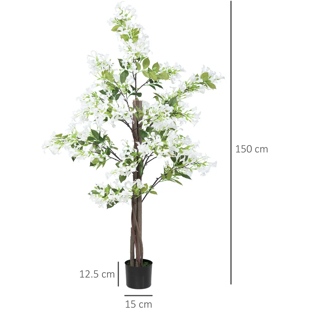 White Flower Honeysuckle Tree Artificial Plant In Pot 5ft - Multi
