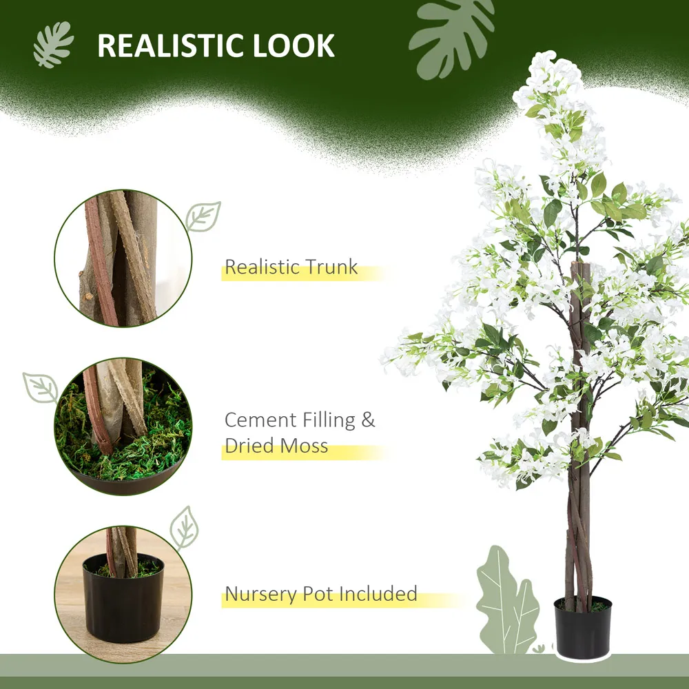White Flower Honeysuckle Tree Artificial Plant In Pot 5ft - Multi