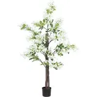 White Flower Honeysuckle Tree Artificial Plant In Pot 5ft - Multi
