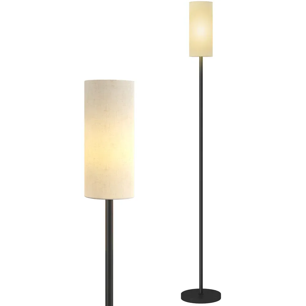 White Linen Shade LED Floor Lamp with Foot Switch