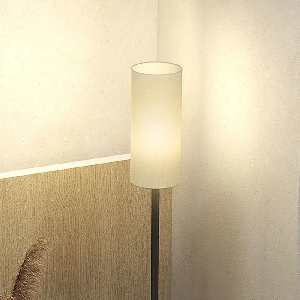 White Linen Shade LED Floor Lamp with Foot Switch