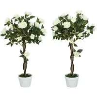 White Rose Artificial Tree in Pot 90cm 2 Pack - White