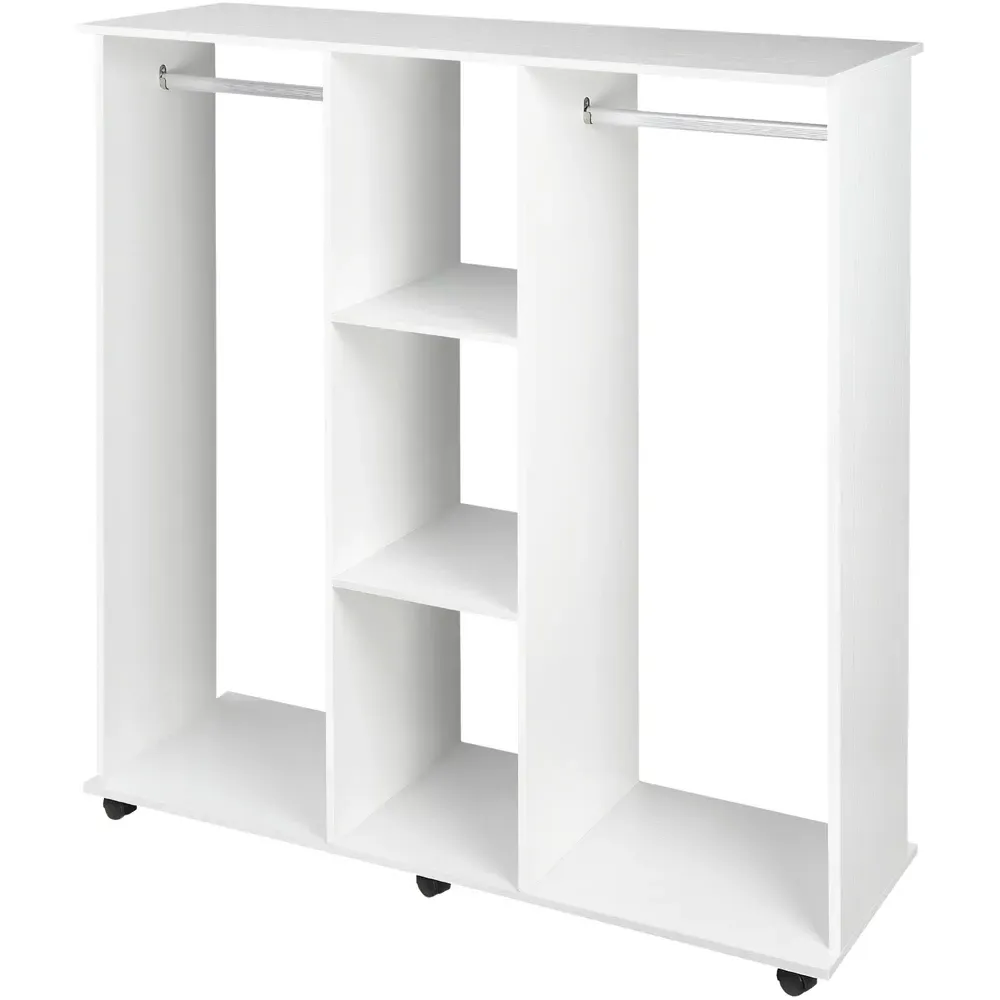 Wide Open Wardrobe with Storage - White