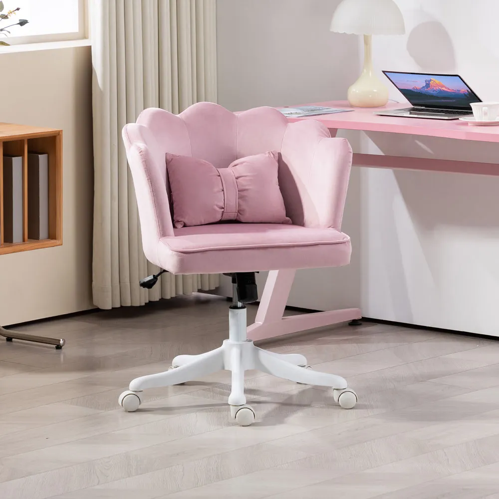 Wide Seat Armless Office Chair with Tilt Function - Pink