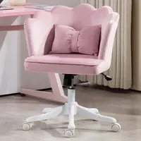 Wide Seat Armless Office Chair with Tilt Function - Pink