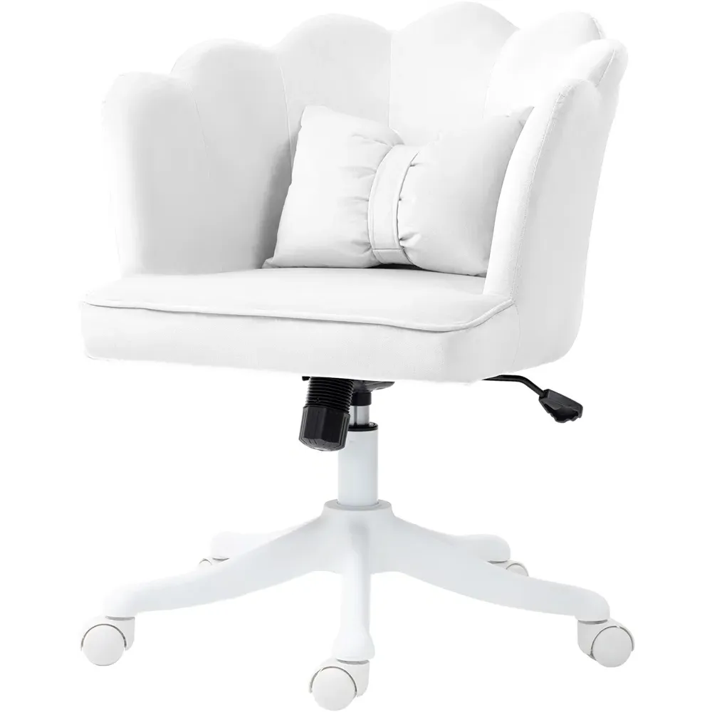 Wide Seat Armless Office Chair with Tilt Function - White