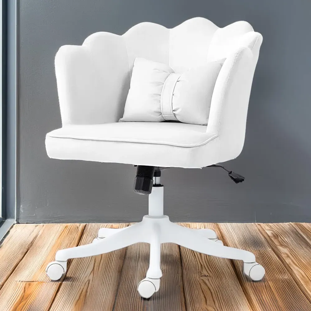 Wide Seat Armless Office Chair with Tilt Function - White