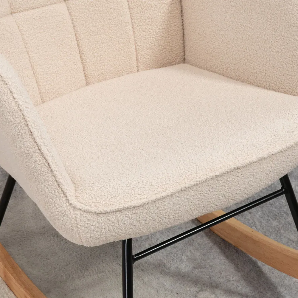 Wing Back Rocking Chair - Beige