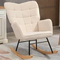 Wing Back Rocking Chair - Beige