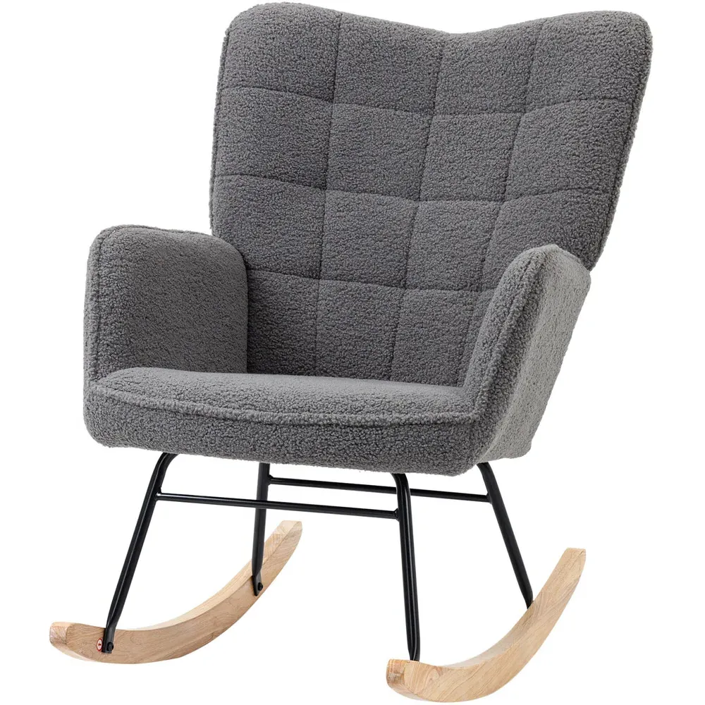 Wing Back Rocking Chair - Dark Grey