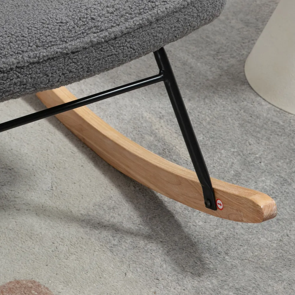 Wing Back Rocking Chair - Dark Grey