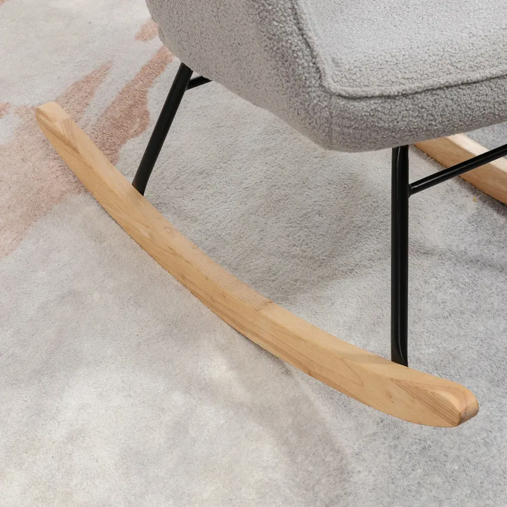 Wing Back Rocking Chair - Light Grey