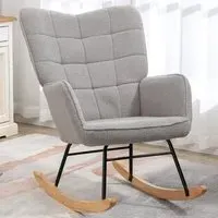 Wing Back Rocking Chair - Light Grey