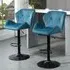 Wing-Shape Bar Stool Set of 2 Height Adjustable - Blue, Velvet