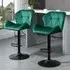 Wing-Shape Bar Stool Set of 2 Height Adjustable - Green, Velvet