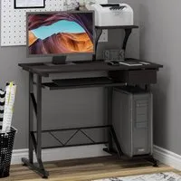 Wood Computer Desk with Display Stand - Brown
