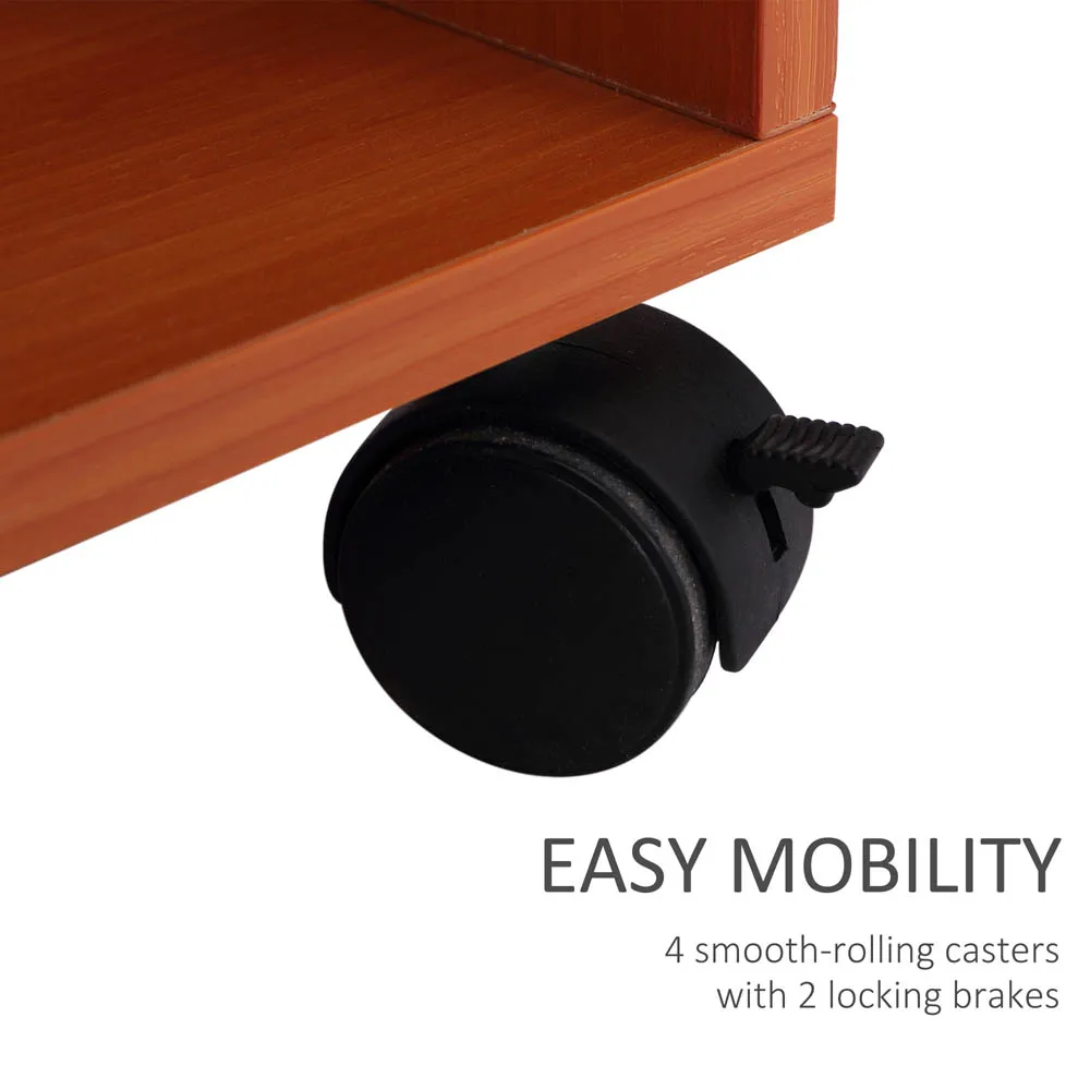 Wood Computer Desk with Wheels - Brown