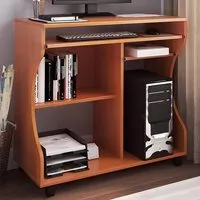 Wood Computer Desk with Wheels - Brown